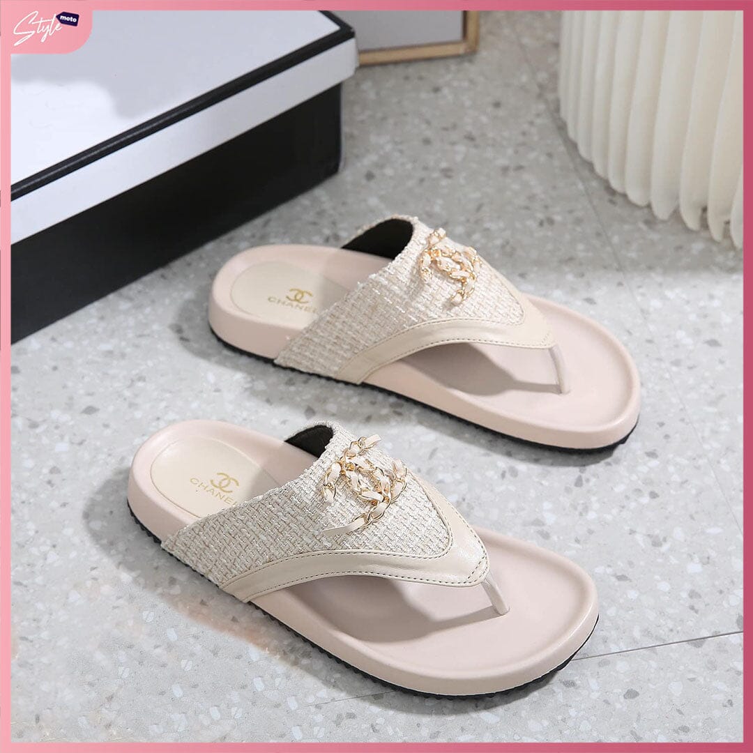 CC58-C31 Comfort Flat Sandal Shoes StyleMoto Beige 35 
