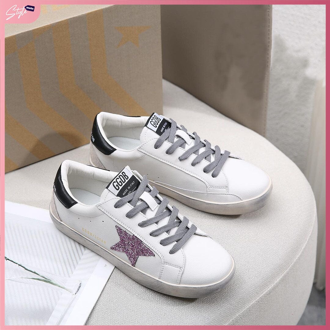 GGDB698 Star Casual Women Sneakers (Top Grade) Shoes StyleMoto White/Pink 35 