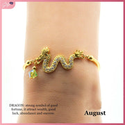 CFI2024 Lucky Charm Wealth Dragon with Swarovski Birthstone Bracelet Bracelets StyleMoto August 