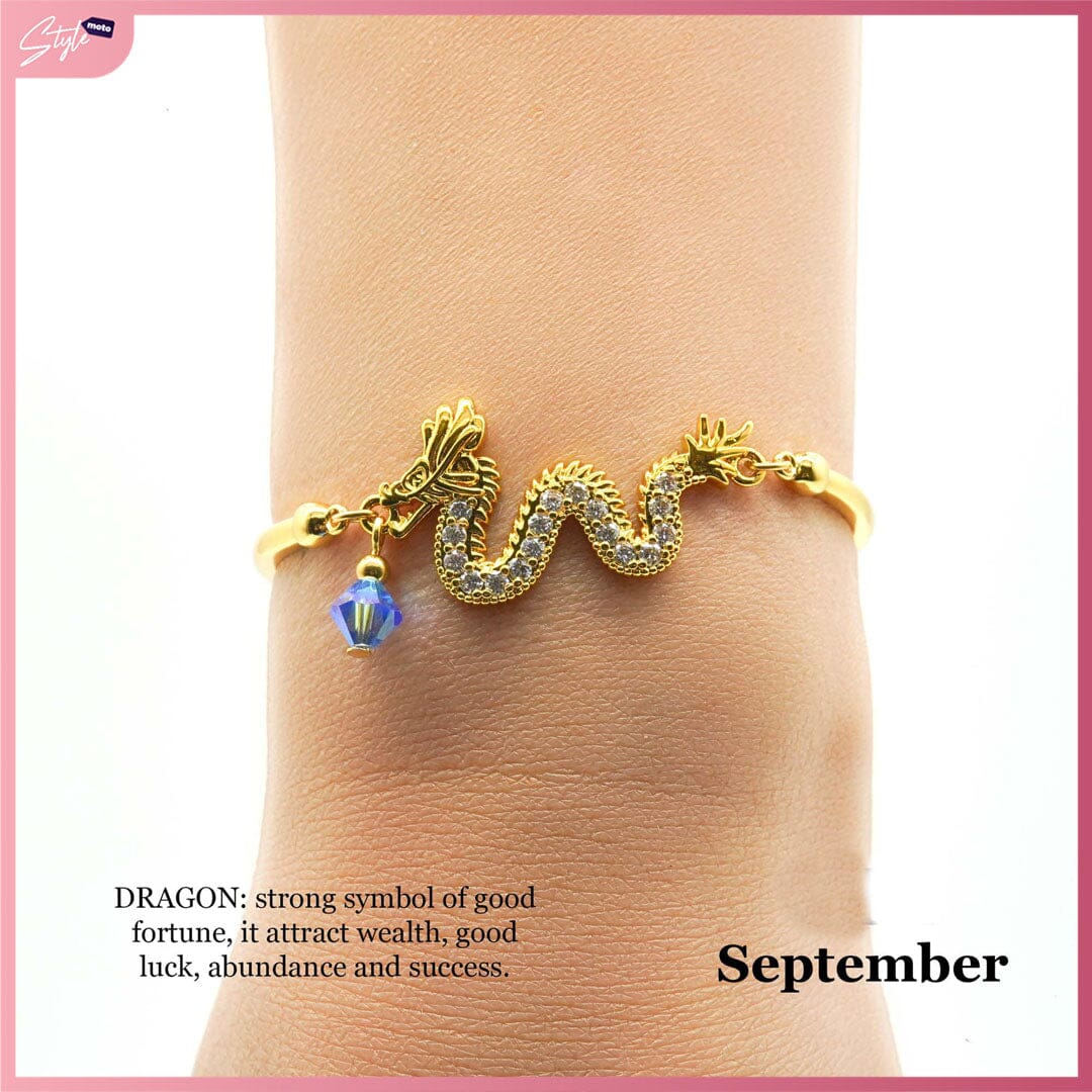 CFI2024 Lucky Charm Wealth Dragon with Swarovski Birthstone Bracelet Bracelets StyleMoto September 