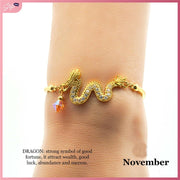 CFI2024 Lucky Charm Wealth Dragon with Swarovski Birthstone Bracelet Bracelets StyleMoto November 