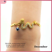 CFI2024 Lucky Charm Wealth Dragon with Swarovski Birthstone Bracelet Bracelets StyleMoto December 