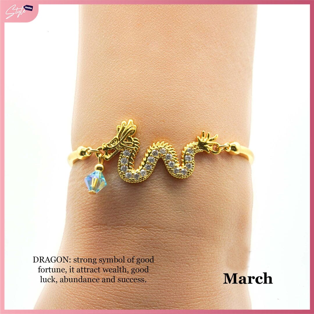 CFI2024 Lucky Charm Wealth Dragon with Swarovski Birthstone Bracelet Bracelets StyleMoto March 