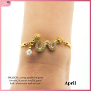 CFI2024 Lucky Charm Wealth Dragon with Swarovski Birthstone Bracelet Bracelets StyleMoto April 