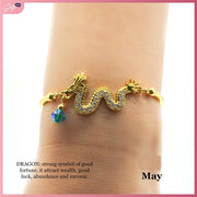 CFI2024 Lucky Charm Wealth Dragon with Swarovski Birthstone Bracelet Bracelets StyleMoto May 