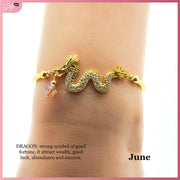 CFI2024 Lucky Charm Wealth Dragon with Swarovski Birthstone Bracelet Bracelets StyleMoto June 