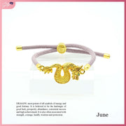 CFK2024 Lucky Charm Wealth Dragon Birthstone Adjustable String Bracelet Bracelets StyleMoto June 