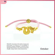 CFK2024 Lucky Charm Wealth Dragon Birthstone Adjustable String Bracelet Bracelets StyleMoto October 