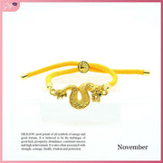 CFK2024 Lucky Charm Wealth Dragon Birthstone Adjustable String Bracelet Bracelets StyleMoto November 