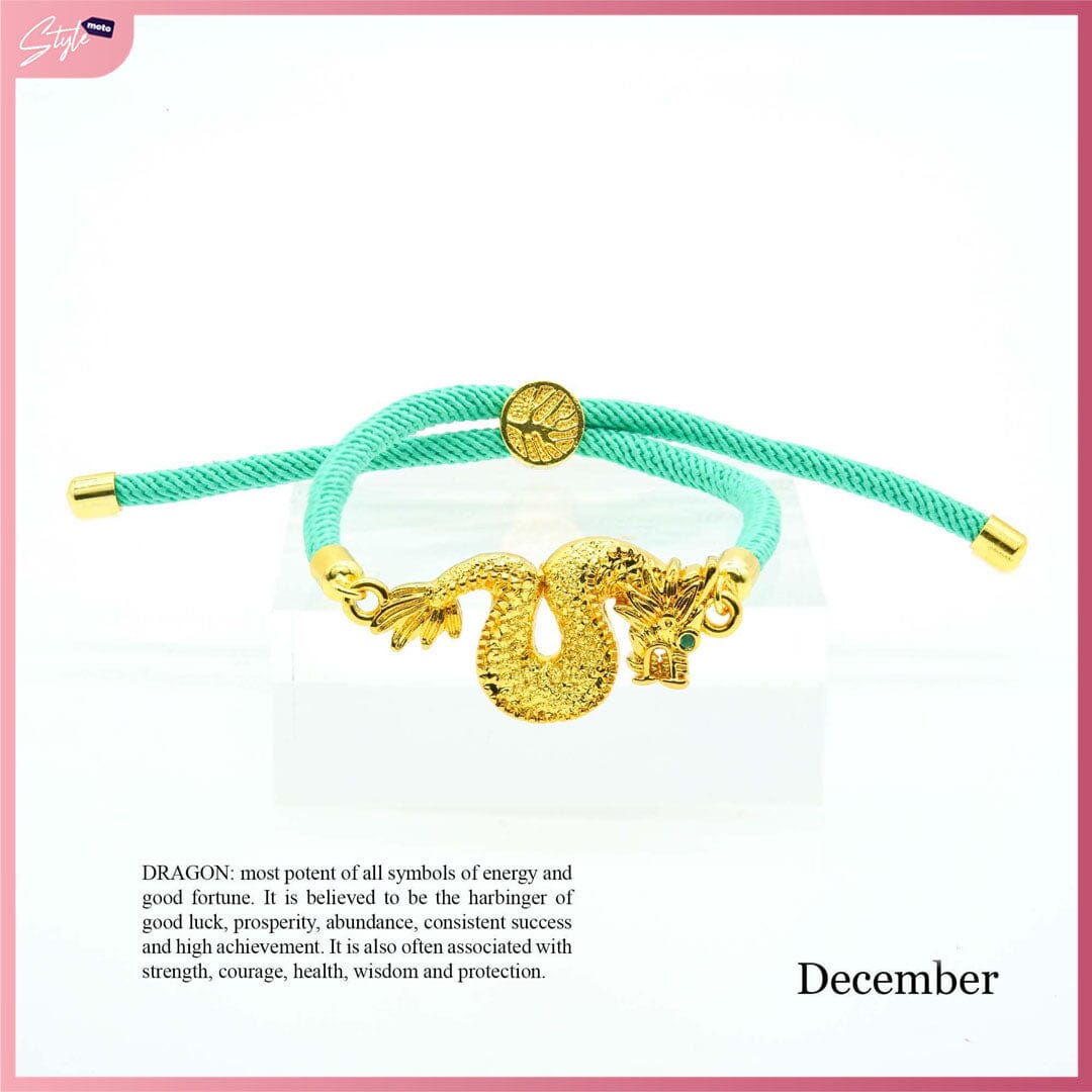 CFK2024 Lucky Charm Wealth Dragon Birthstone Adjustable String Bracelet Bracelets StyleMoto December 