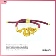 CFK2024 Lucky Charm Wealth Dragon Birthstone Adjustable String Bracelet Bracelets StyleMoto January 