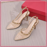 VAL032-102 Onestud 3-Inch Fishnet Heels Shoes StyleMoto Brown 35 