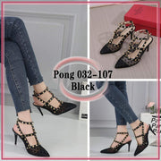 VAL032-107 Rockstud Ankle Strap 3-Inch Fishnet Heels Shoes StyleMoto 
