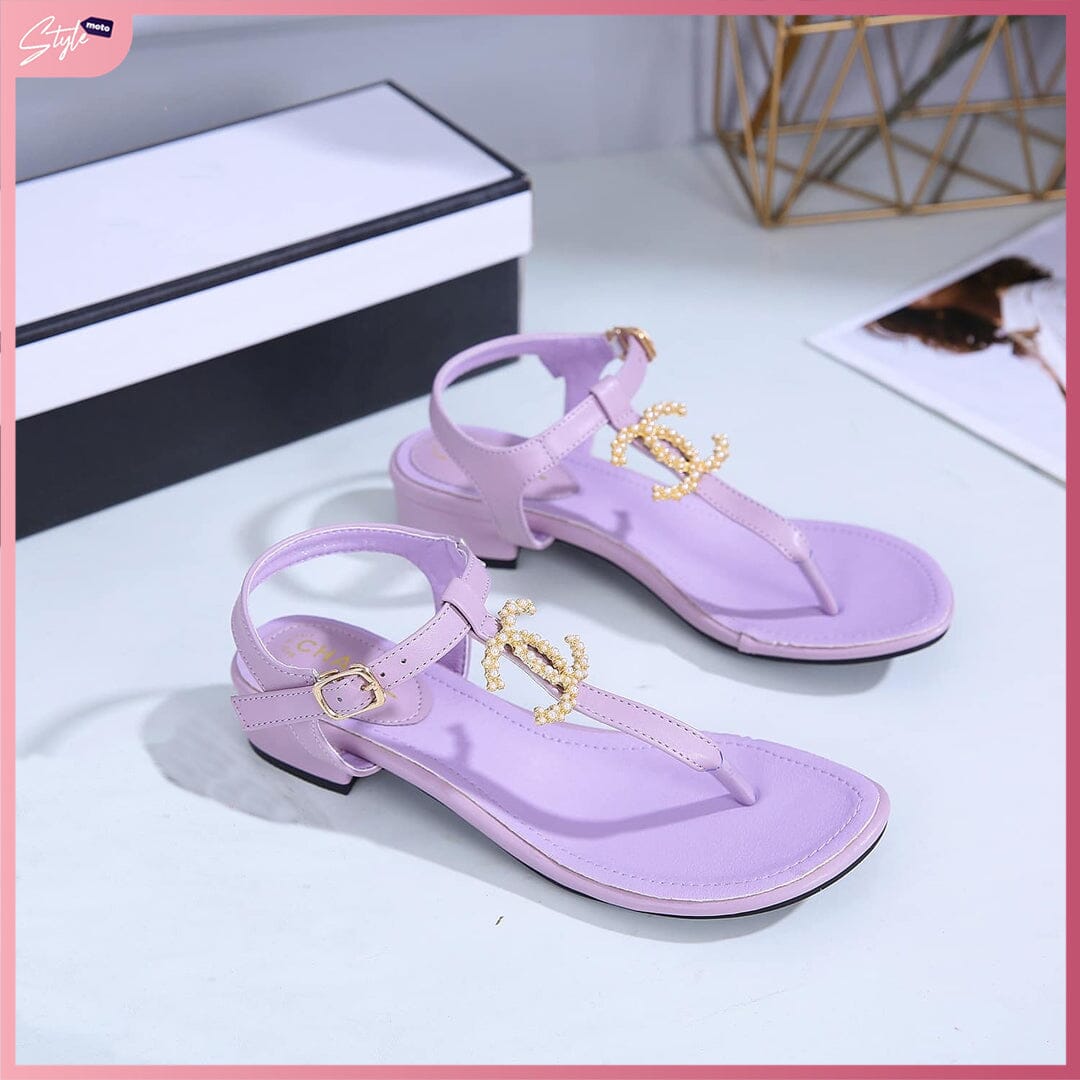 CC128 Casual Flat Thong Sandal Shoes StyleMoto Purple 35 