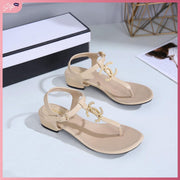 CC128 Casual Flat Thong Sandal Shoes StyleMoto Apricot 35 
