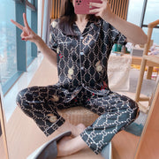 Silk Sleepwear Short Sleeve Pajama Set StyleMoto CCBlack 