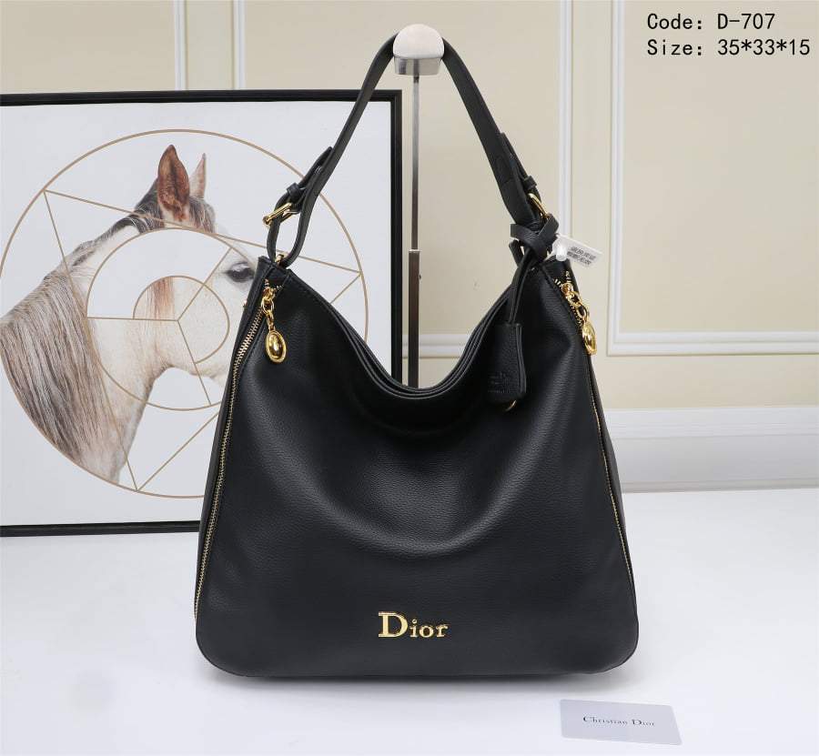 D707 Leather Hobo Shoulder Bag StyleMoto Black 