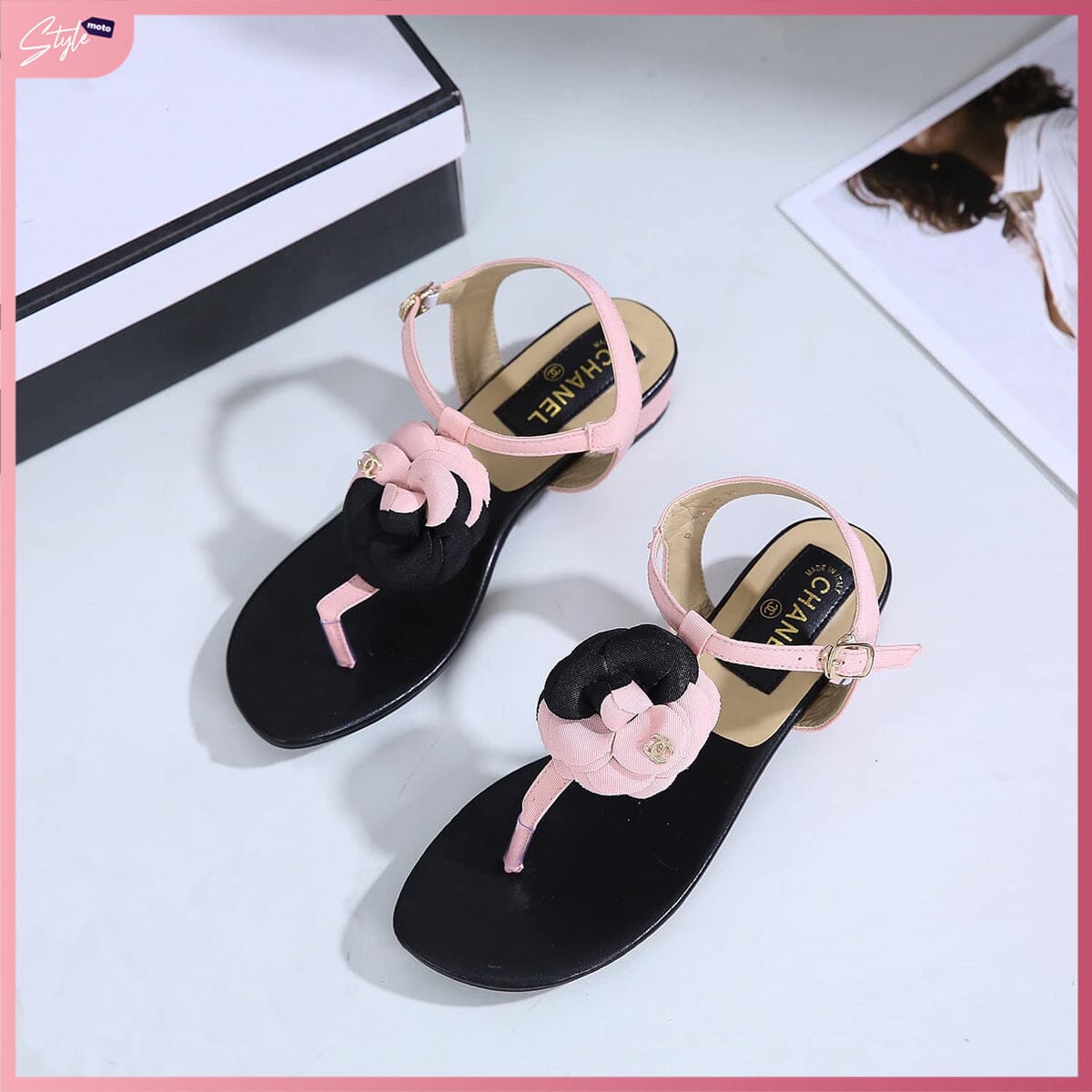 CC176 Casual Flat Thong Sandal Shoes StyleMoto Pink 35 