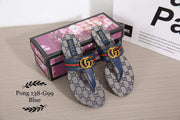 GG138-G99 Double G Leather Thong Sandals Shoes StyleMoto Blue 35 