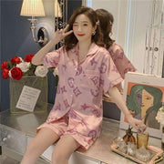 Silk Sleepwear Short Set StyleMoto LV Pink Mono 