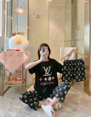 3-in-1 Sleepwear Pajama Set StyleMoto LV Black (colored print) 