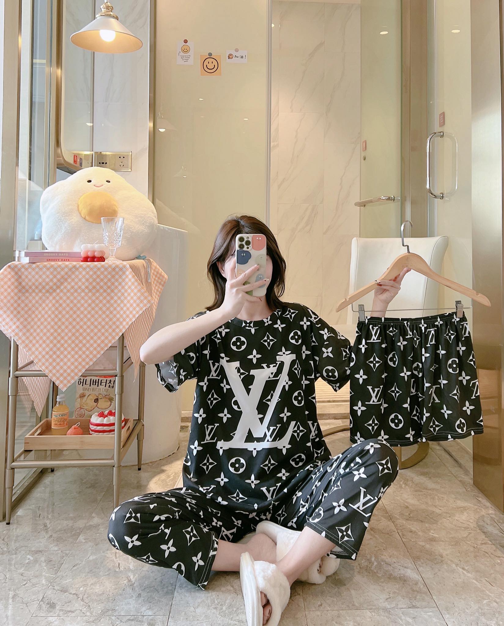 3-in-1 Sleepwear Pajama Set StyleMoto LV Black Mono 