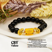 Lucky Five-Element Sign with Black Onyx Charm Bracelet StyleMoto Yellow 
