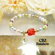 Lucky Elephant and Swarovski Heart Bracelet Bracelets StyleMoto Rainbow 