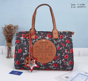 TB1678 Signature Ella Tote Bag StyleMoto Black Red Floral 