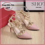 VAL032-72A Rockstud 3-Inch Heels Shoes StyleMoto Pink 35 