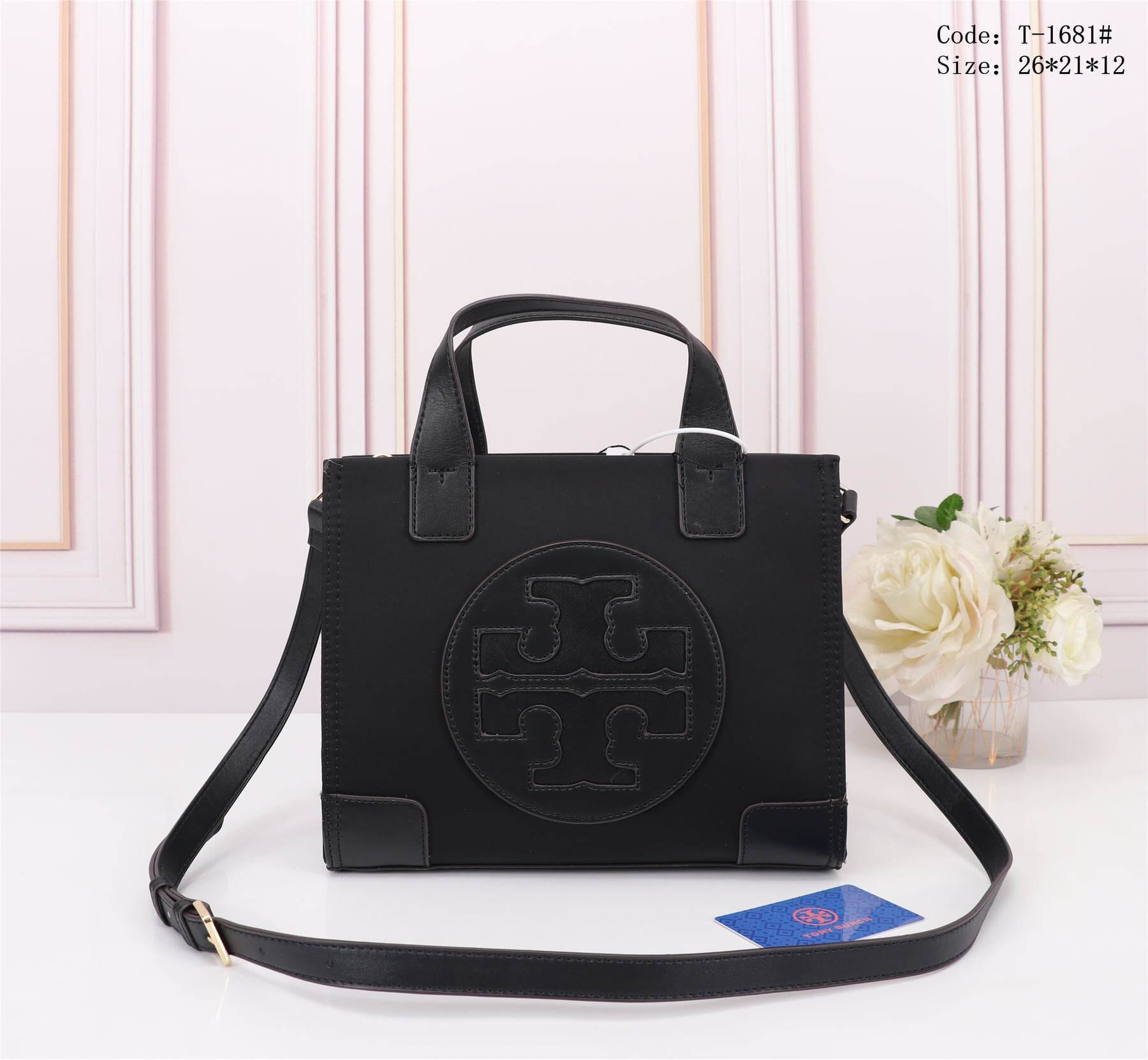 TB1681 Casual Handbag With Sling StyleMoto Black Plain 