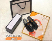 GG301-85A Double G Leather Thong Sandals Shoes StyleMoto Black 35 