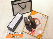 GG301-85A Double G Leather Thong Sandals Shoes StyleMoto Brown 35 