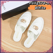 GG578-98 Casual Flat Half Shoes StyleMoto White 35 