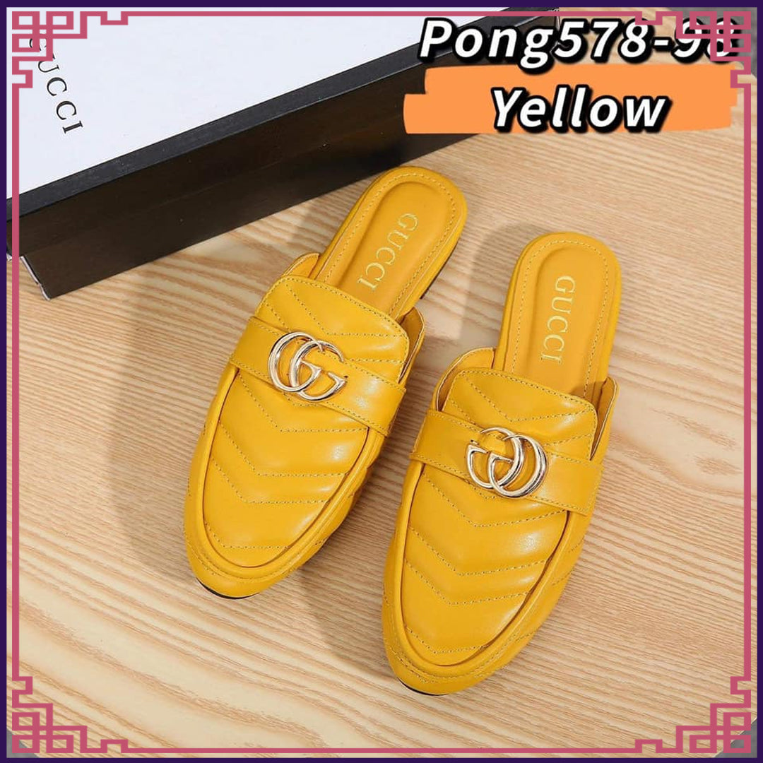 GG578-98 Casual Flat Half Shoes StyleMoto Yellow 35 