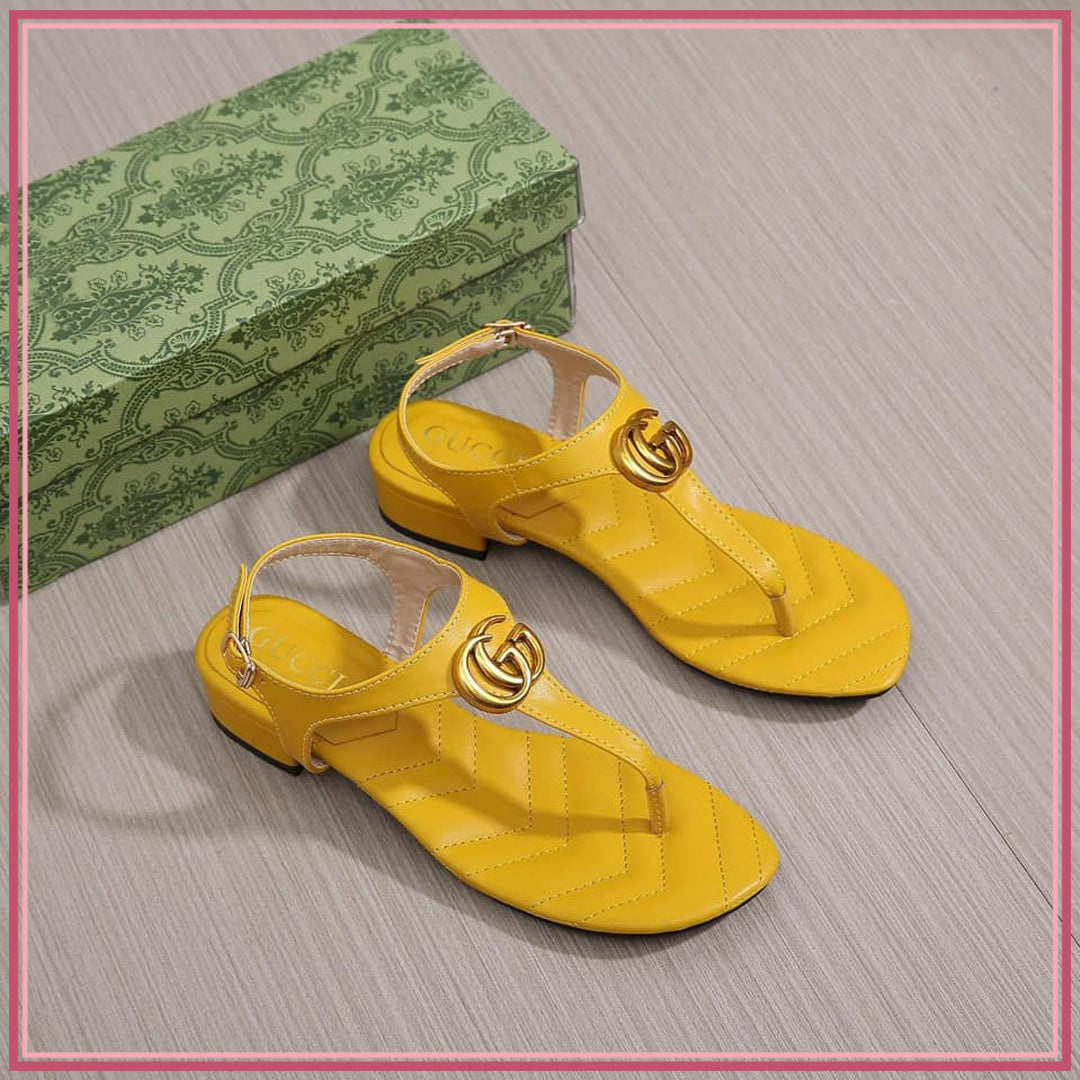 GG828 Casual Flat Thong Sandal Shoes StyleMoto Yellow 35 