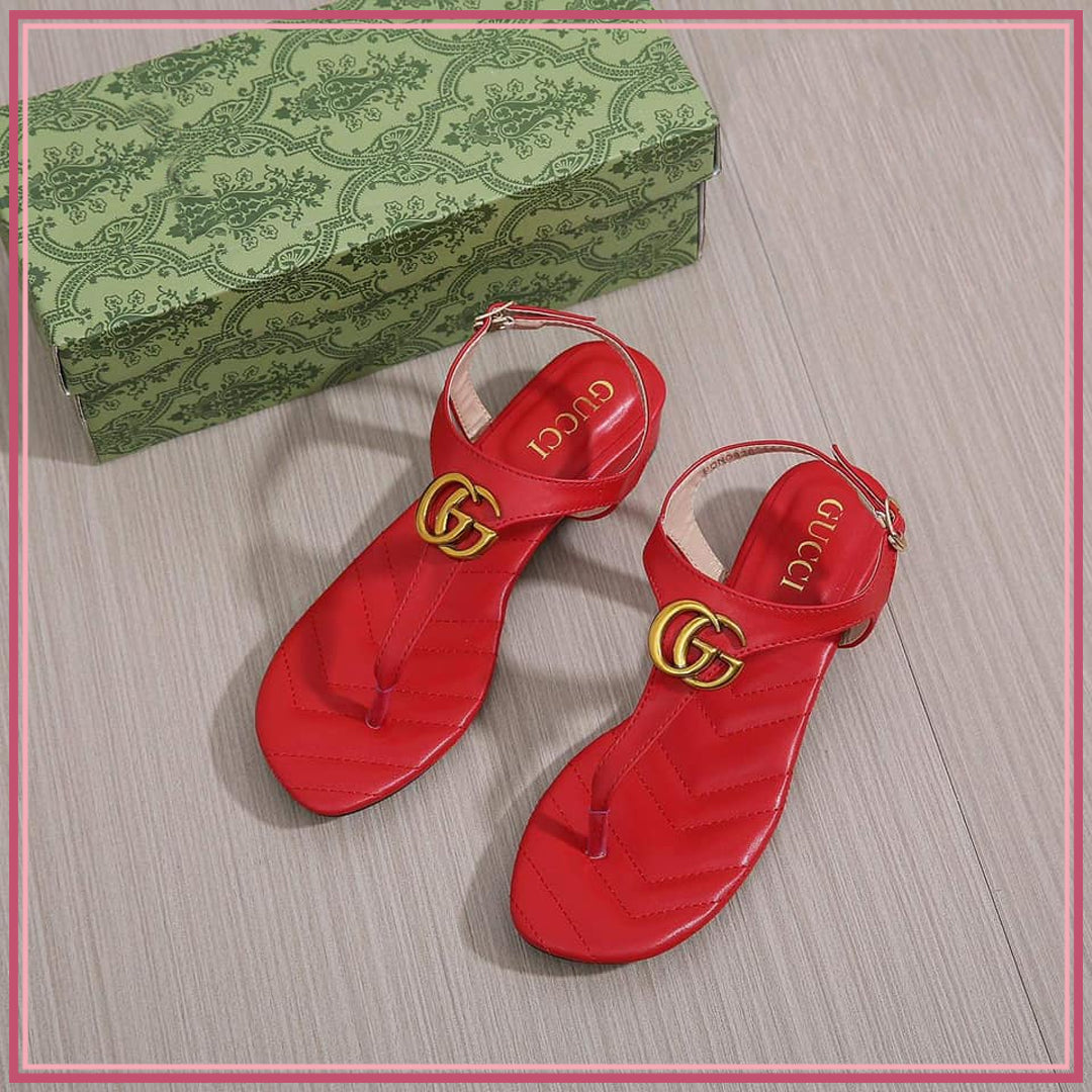GG828 Casual Flat Thong Sandal Shoes StyleMoto Red 35 