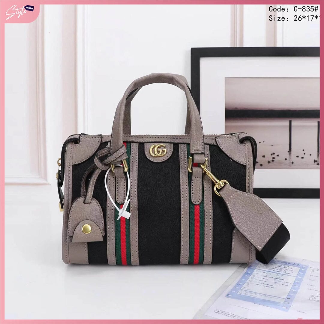 GG835 Handbag with Sling Handbags StyleMoto Black Grey 