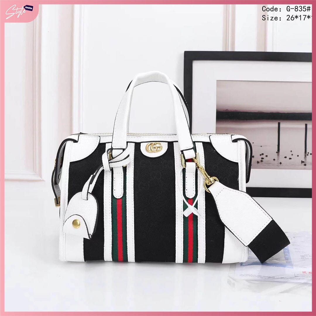 GG835 Handbag with Sling Handbags StyleMoto Black White 