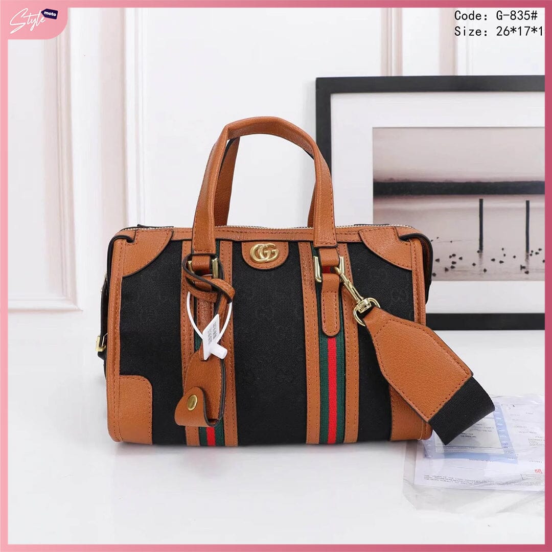 GG835 Handbag with Sling Handbags StyleMoto Black Brown 