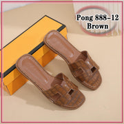 H888-12 Oran Croc-Effect Flat Sandals StyleMoto Brown 35 