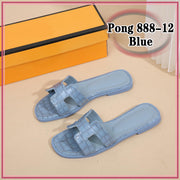 H888-12 Oran Croc-Effect Flat Sandals StyleMoto Blue 35 