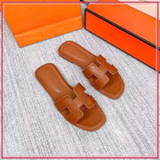 H888-1 Oran Stitched-Edge Plain Sandals Shoes StyleMoto Brown 35 