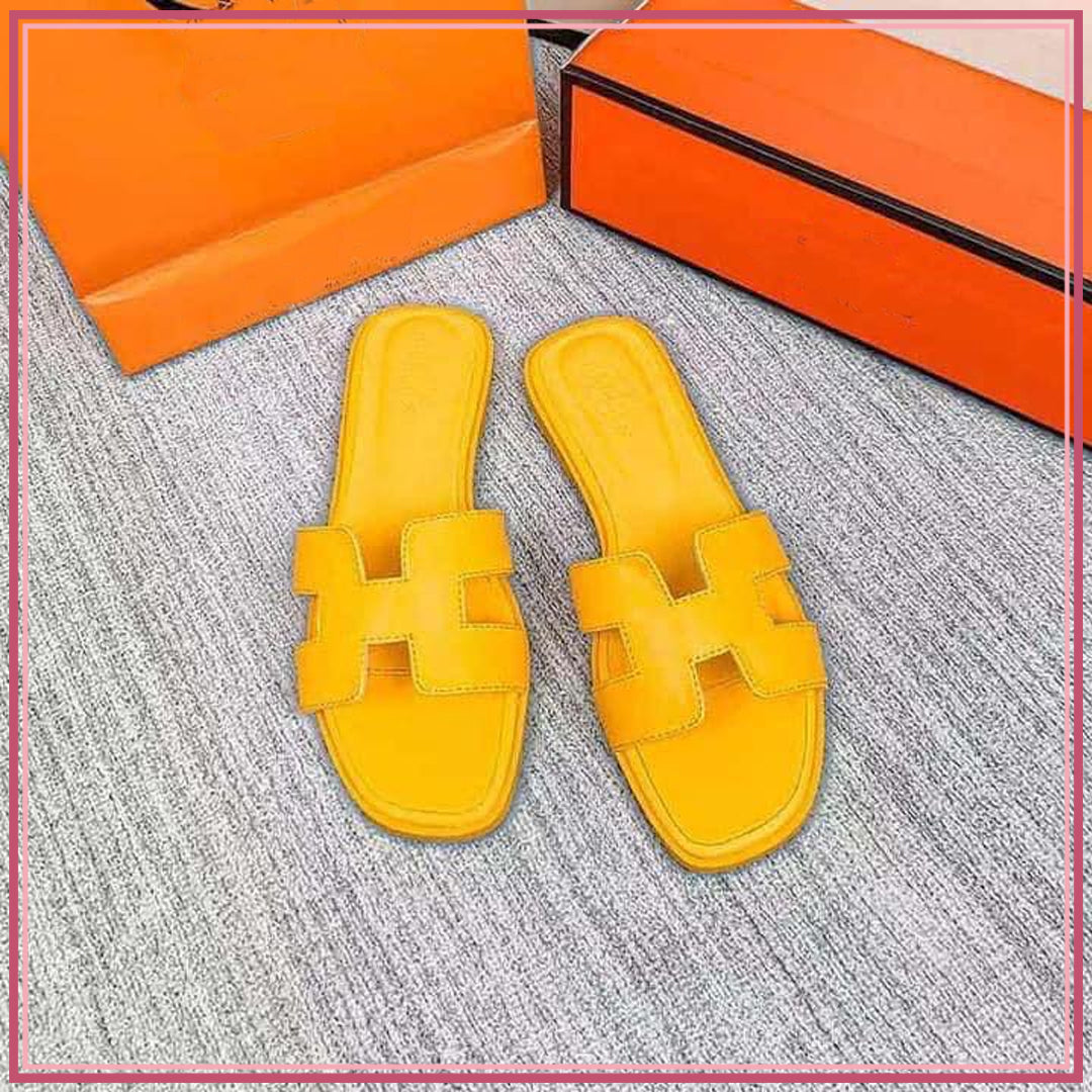 H888-1 Oran Stitched-Edge Plain Sandals Shoes StyleMoto Yellow 35 