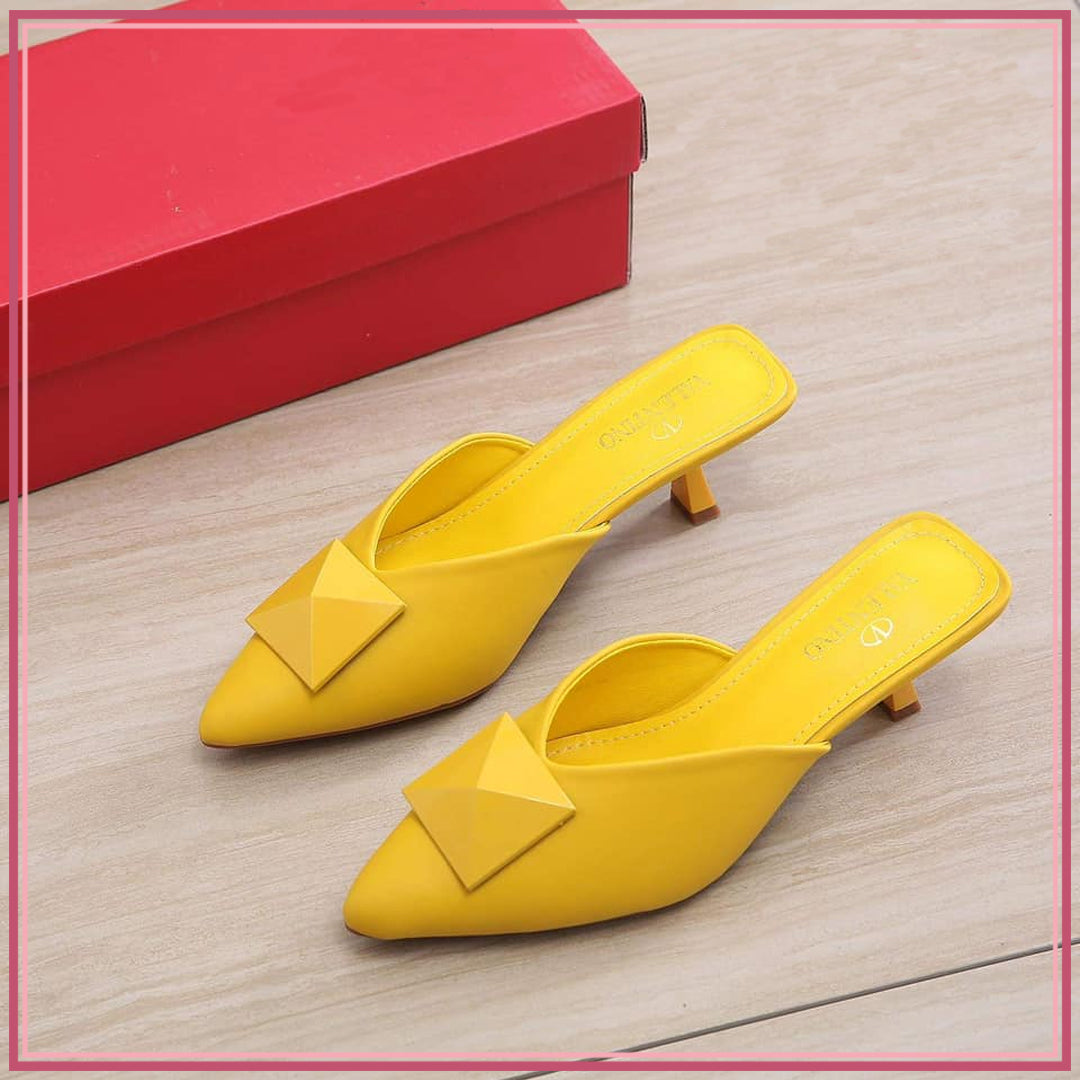 VAL9680-V63 Casual 2-Inch Heels Half Shoe Shoes StyleMoto Yellow 35 