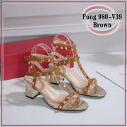 VAL980-V39 Casual 2.5-Inch Heels Sandal Shoes StyleMoto Brown 35 
