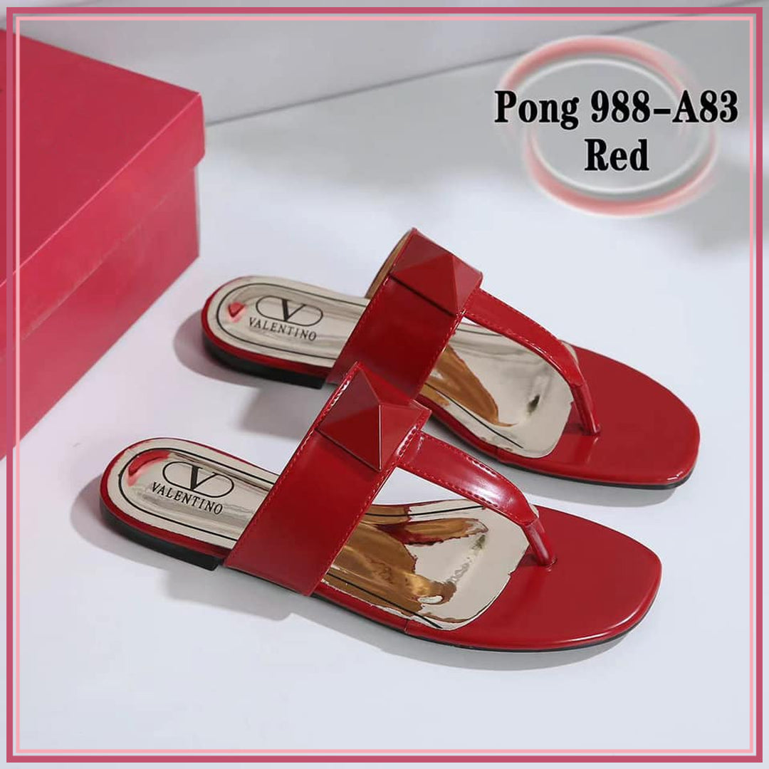 VAL988-A83 Casual Flat Thong Sandal Shoes StyleMoto Red 35 