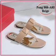 VAL988-A83 Casual Flat Thong Sandal Shoes StyleMoto Beige 35 
