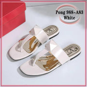 VAL988-A83 Casual Flat Thong Sandal Shoes StyleMoto White 35 