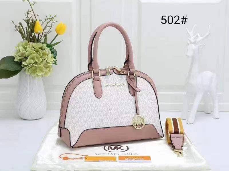 MK502 Alma Handbag With Sling StyleMoto White/Pink 